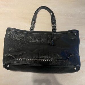 Black leather Coach tote